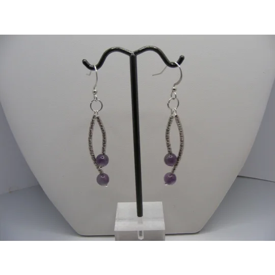 Diamond Cut Bar and Amethyst earrings
