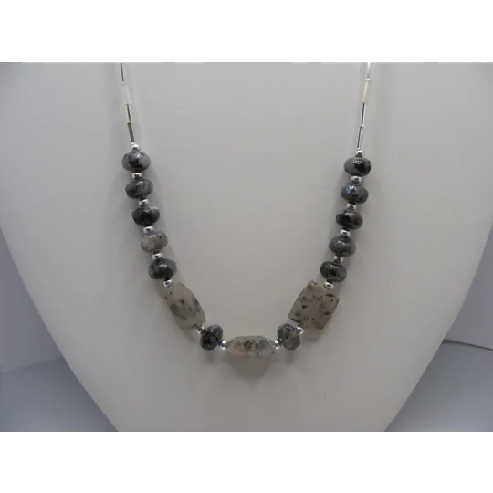 Tourmaline in Quartz Necklace and earring set