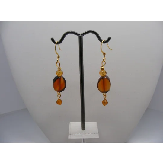 Window pane Agate, Czech glass and Crystal earrings