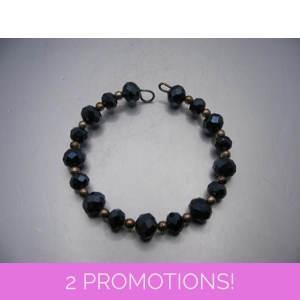 Memory Wire Black Crystal Bracelet