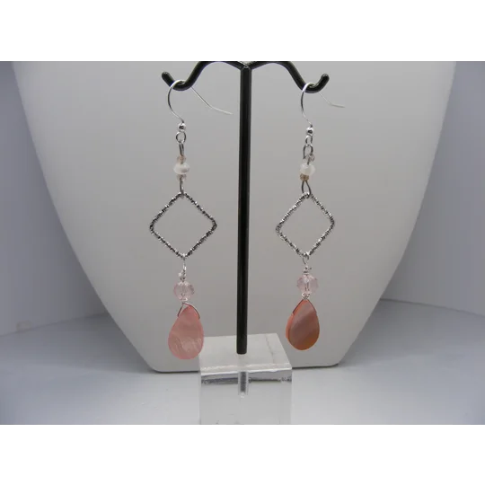 Mother of Pearl, Quartz and Crystal earrings