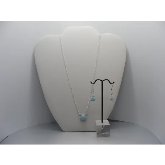 Larimar necklace and earring set