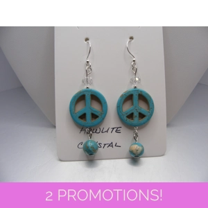Howlite Peace Sign earrings #2