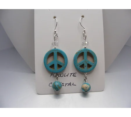 Howlite Peace Sign earrings #2