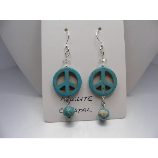 Howlite Peace Sign earrings #2