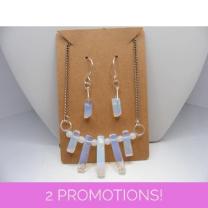 Opalite Bar Necklace and Earring set