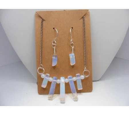 Opalite Bar Necklace and Earring set