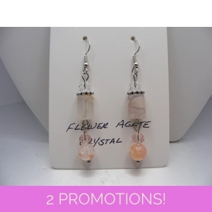 Flower Agate and Crystal earrings