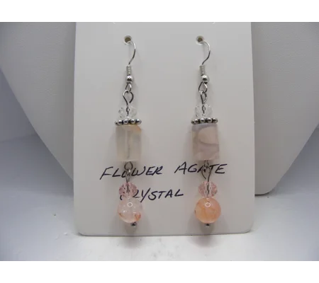 Flower Agate and Crystal earrings