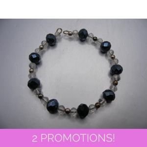 Memory Wire Clear and Black Crystal Bracelet