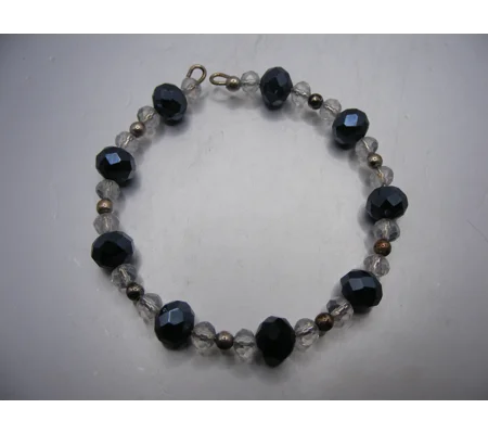 Memory Wire Clear and Black Crystal Bracelet