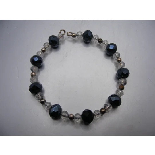 Memory Wire Clear and Black Crystal Bracelet