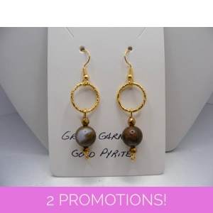 Green Garnet and Gold Pyrite earrings