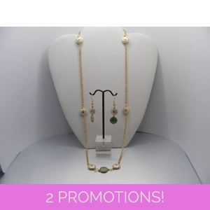 Goldstone Enamel Flower necklace set - 24