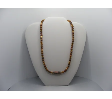 Tigerskin Jasper and Pink Feldspar Focal necklace