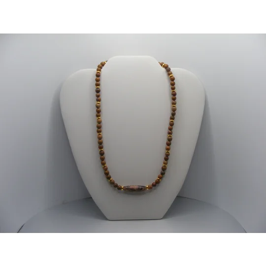 Tigerskin Jasper and Pink Feldspar Focal necklace