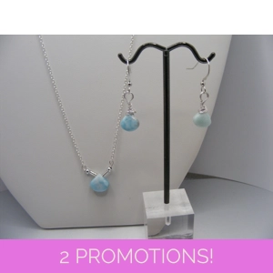Larimar necklace and earring set