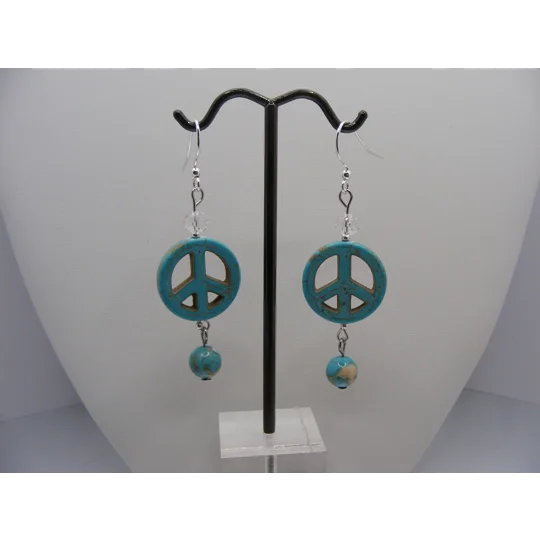Howlite Peace Sign earrings #2