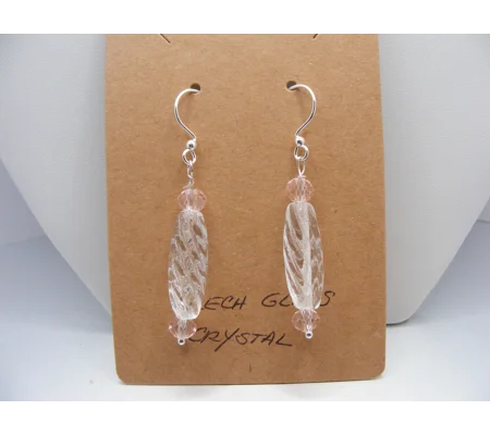 Czech Glass and Pink Crystal earrings