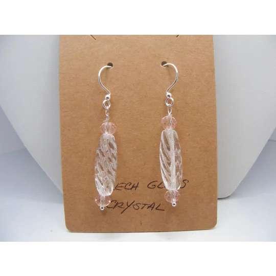 Czech Glass and Pink Crystal earrings