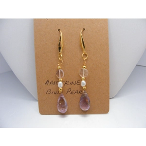 Ametrine and Biwa Pearl earrings