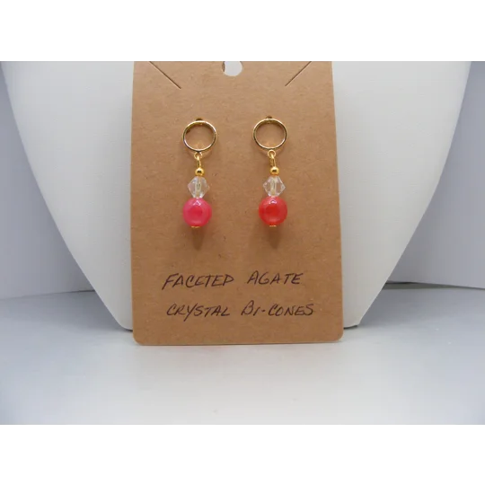 Faceted Agate and Crystal errings