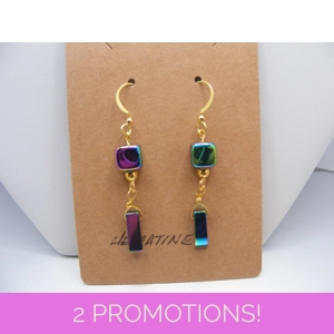 Large Graduated Hematite Stone Multi-Color Stick Necklace