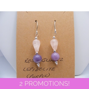 Rose Quartz and Purple Lepidolite earrings
