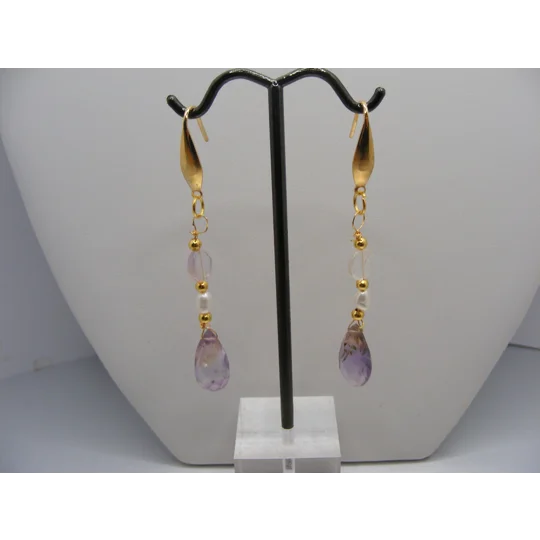 Ametrine and Biwa Pearl earrings