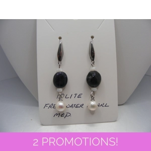 Iolite, Mother of Pearl and Freshwater Pearl earrings