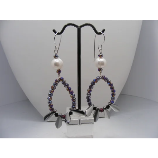 Crystal Wrapped Cultured Pearl Earrings