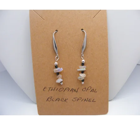 Ethiopian Opal and Black Spinel earring