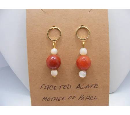 Faceted Agate and Mother of Pearl earrings