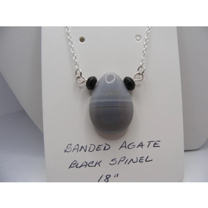 Banded Agate with Black Spinel Necklace