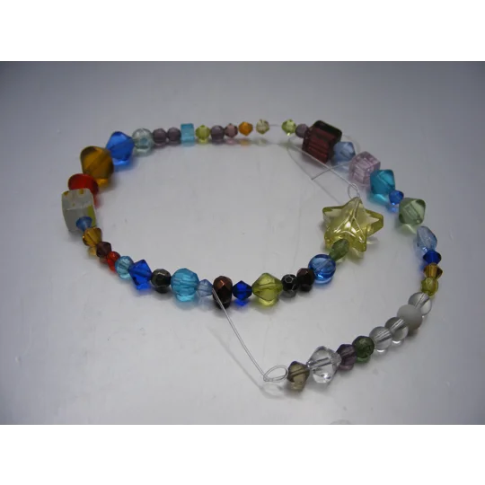 Multi Color and Size Bicone and Crystal Strand 10"