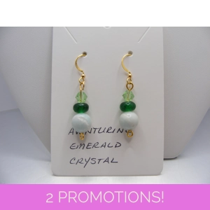 Emerald, Aventrine, Crystal earrings