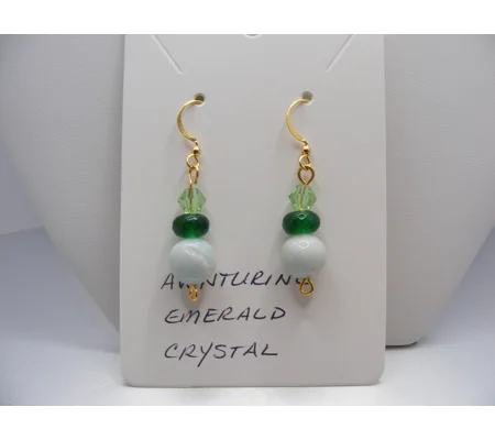 Emerald, Aventrine, Crystal earrings