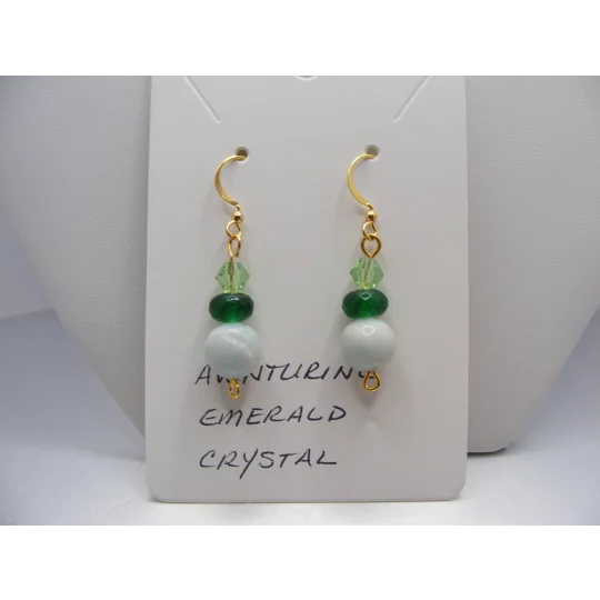 Emerald, Aventrine, Crystal earrings