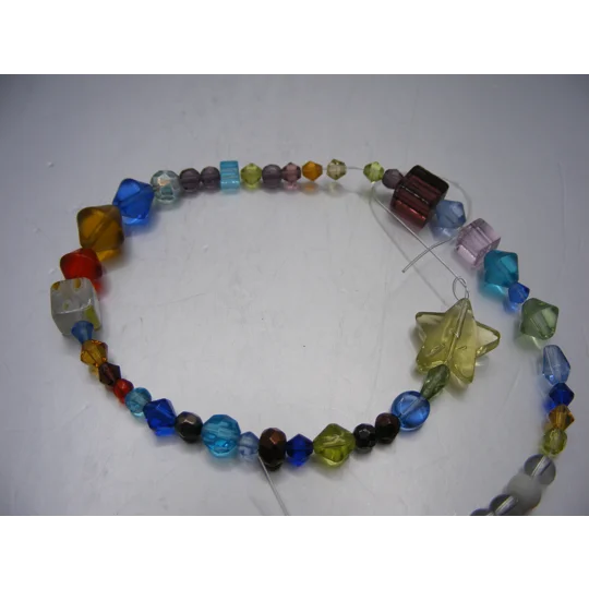 Multi Color and Size Bicone and Crystal Strand 10"