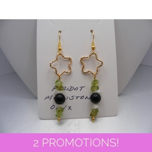 Rianbow Moonstone, Peridot and Onyx earrings