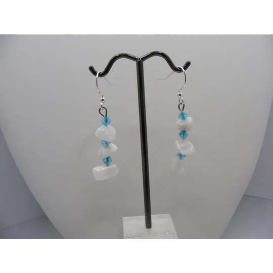 Rainbow Moonstone and Crystal earrings