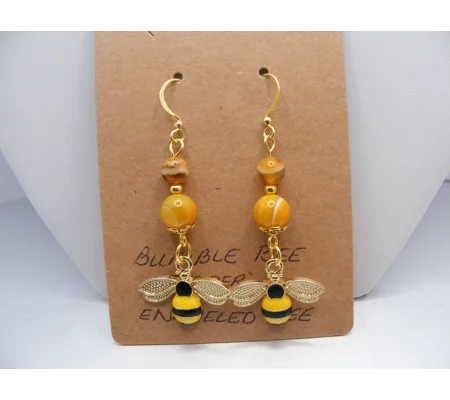 Bumble Bee Jasper with Bee Charm earrings