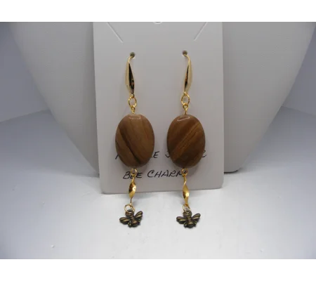 Picture Jasper with Bee Charm earrings