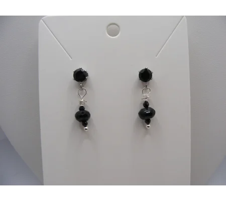 Black Spinel Stud earrings w/Spinel drops
