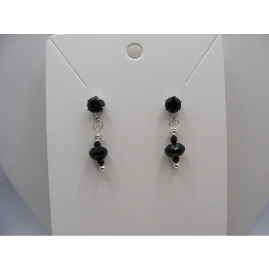 Black Spinel Stud earrings w/Spinel drops