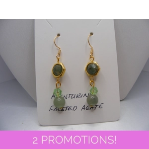 Aventurine and Faceted Agate earrings