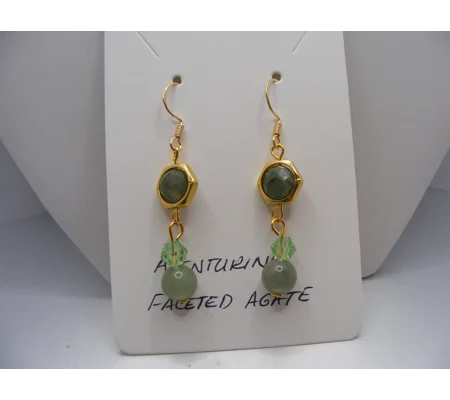 Aventurine and Faceted Agate earrings