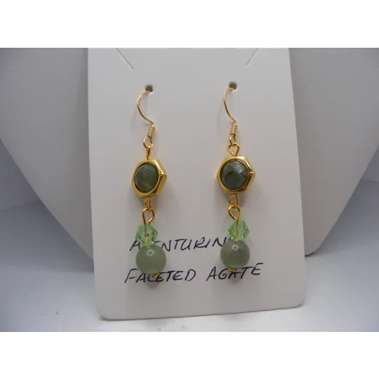 Aventurine and Faceted Agate earrings