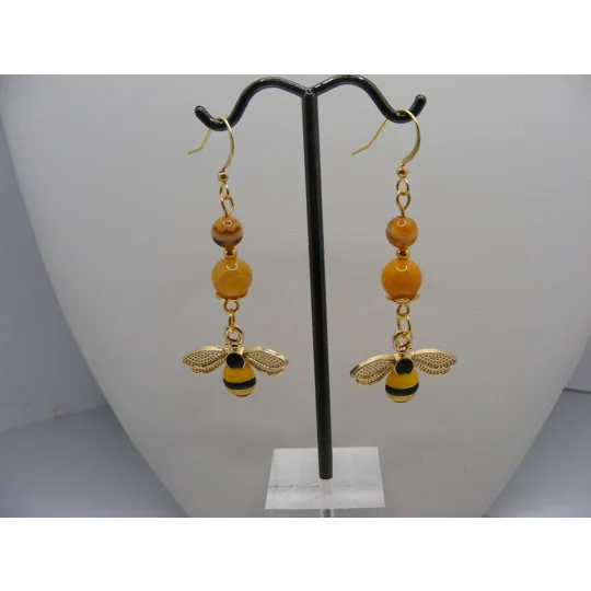 Bumble Bee Jasper with Bee Charm earrings