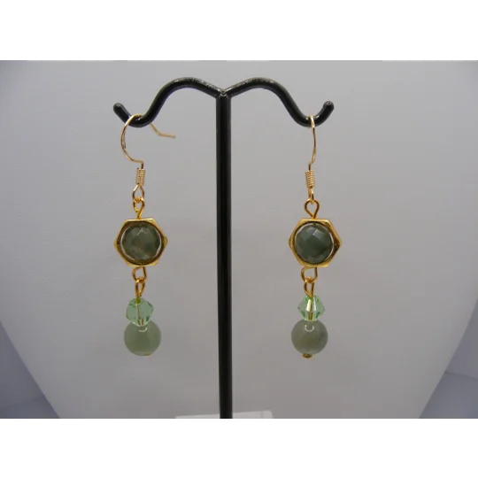 Aventurine and Faceted Agate earrings